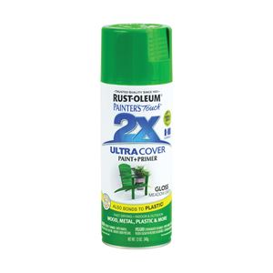 Rust-Oleum Painter's Touch 2X Ultra Cover 334039 Spray Paint, Gloss, Meadow Green, 12 oz, Aerosol Can