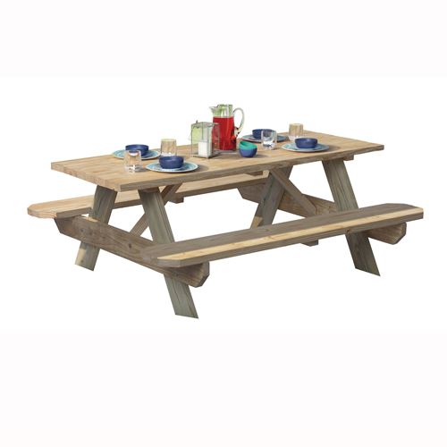 UFP 106116 Picnic Table, 27-1/2 in W, 6 ft H, Pine Table, Southern Yellow Table