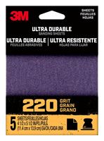 3M 27366 Sandpaper Sheet, 3 in W, 3 in L, 220 Grit, Medium, Aluminum Oxide/Ceramic Abrasive, Cloth Backing