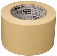 Scotch 2020-3A-BK Masking Tape, 60 yd L, 3 in W, Crepe Paper Backing, Beige, Pack of 12