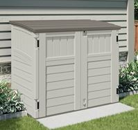 Suncast Stow-Away BMS2500 Storage Shed, 34 cu-ft Capacity, 4 ft 5 in W, 2 ft 8-1/4 in D, 3 ft 9-1/2 in H, Resin