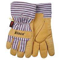 Heatkeep 1927-L Protective Gloves, Mens, L, 11-1/2 in L, Wing Thumb, Easy-On Cuff, Pigskin Leather, Palomino