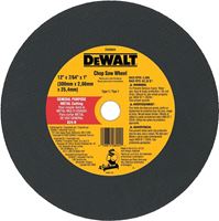 DeWALT DW8004 Cutting Wheel, 12 in Dia, 7/64 in Thick, 1 in Arbor, Coarse, Aluminum Oxide Abrasive