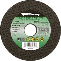 Forney 71852 Cut-Off Wheel, 4-1/2 in Dia, 1/16 in Thick, 7/8 in Arbor, 24 Grit, Coarse, Silicone Carbide Abrasive