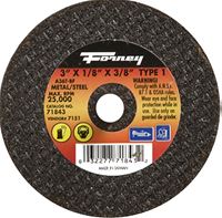 Forney 71843 Cut-Off Wheel, 3 in Dia, 1/8 in Thick, 3/8 in Arbor, 36 Grit, Medium, Aluminum Oxide Abrasive