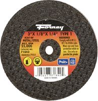 Forney 71842 Cut-Off Wheel, 3 in Dia, 1/8 in Thick, 1/4 in Arbor, 36 Grit, Medium, Aluminum Oxide Abrasive