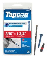 Buildex Tapcon 28355 Concrete Screw Anchor, 3/16 in Dia, 1-3/4 in L, Steel, Climaseal, 75/PK