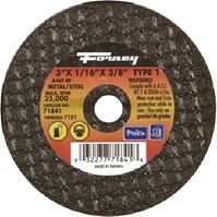 Forney 71841 Cut-Off Wheel, 3 in Dia, 1/16 in Thick, 3/8 in Arbor, 46 Grit, Medium, Aluminum Oxide Abrasive