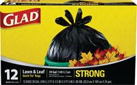 Glad 70028 Lawn and Leaf Bag, 32-1/2 in L, 38 in W, 39 gal, Black, Quick Tie