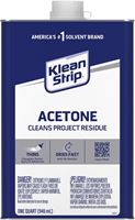 Klean Strip QAC18 Acetone Thinner, Liquid, Characteristic Ketone, Sweet Pungent, Clear, 1 qt, Can, Pack of 6