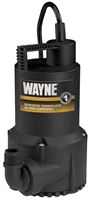 Wayne RUP160 Portable Submersible Utility Pump, 1-Phase, 2.5 A, 120 V, 0.166 hp, 1-1/4 in Outlet, 3100 gph