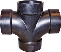 Canplas 102187BC Double Sanitary Cross, 1-1/2 in, Hub, ABS, Black