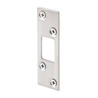 Defender Security E 2461 Deadbolt Strike Plate, 3-5/8 in L, 1-1/4 in W, Steel, Satin Nickel