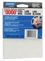 Norton 01726 Steel Wool, 4-3/8 in L, 5-1/2 in W, #0000 Grit, Super Fine, White