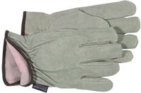 Boss 7179J Gloves, XL, Keystone Thumb, Open, Shirred Elastic Back Cuff, Cowhide Leather, Gray