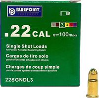 Blue Point Fasteners 22SGNDL3 Low Velocity Single Shot Load, 0.22 Caliber, Power Level: #3, Green Code, 1-Load, Pack of 100
