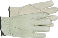 Boss 4067M Gloves, Mens, M, Keystone Thumb, Open, Shirred Elastic Back Cuff, Cowhide Leather, Natural