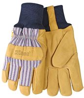 Heatkeep 1927KW-XL Protective Gloves, Mens, XL, Wing Thumb, Knit Wrist Cuff, Blue/Tan