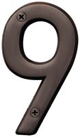 Hy-Ko Prestige Series BR-42OWB/9 House Number, Character: 9, 4 in H Character, Bronze Character, Solid Brass, Pack of 3