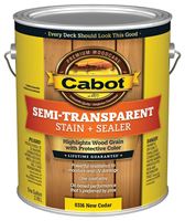 Cabot 140.0000316.007 Semi Transparent Stain, New Cedar, Liquid, 1 gal, Pack of 4