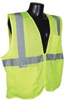 Radians SV2ZGM-L Economical Safety Vest, L, Unisex, Fits to Chest Size: 26 in, Polyester, Green/Silver, Zipper