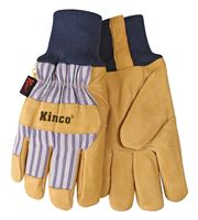 Heatkeep 1927KW-M Protective Gloves, Mens, M, Wing Thumb, Knit Wrist Cuff, Blue/Tan