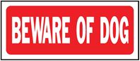 Hy-Ko 23001 Fence Sign, Rectangular, BEWARE OF DOG, White Legend, Red Background, Plastic, 14 in W x 6 in H Dimensions, Pack of 5