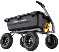 Gorilla Carts GCG-7 Yard Dump Cart, 1200 lb, 39-1/2 in L x 27 in W Deck, Poly Deck, 4-Wheel, 13 in Wheel, Black