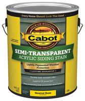 Cabot 140.0001306.007 Acrylic Siding Stain, Semi-Transparent, Neutral Base, Liquid, 1 gal, Pack of 4