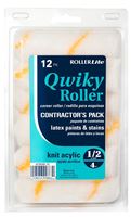 RollerLite Qwiky 4CR050Q-12 Mini Roller Cover, 1/2 in Thick Nap, 4 in L, Acrylic Cover, Gold/White