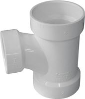 Canplas 192130L Sanitary Pipe Tee, 3 x 2 in, Hub, PVC, White