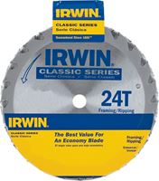 Irwin 15120 Circular Saw Blade, 6-1/2 in Dia, 5/8 in Arbor, 24-Teeth, Carbide Cutting Edge, Applicable Materials: Wood