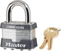 Master Lock 1KA 2043 Padlock, Keyed Alike Key, Open Shackle, 5/16 in Dia Shackle, 15/16 in H Shackle, Steel Body