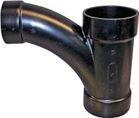 Canplas 104326BC Reducing Combination Tee Pipe Wye, 3 x 3 x 1-1/2 in, Hub, ABS, Black