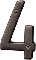 Hy-Ko Prestige Series BR-42OWB/4 House Number, Character: 4, 4 in H Character, Bronze Character, Solid Brass, Pack of 3