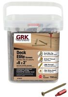 GRK Fasteners ELITE 10802 Deck Screw, #8 Thread, 2 in L, Coarse, W-Cut Thread, Bugle Head, Star Drive, Steel, Polymer, 700/PK