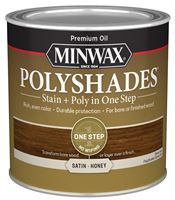 Minwax 213964444 Waterbased Polyurethane Stain, Satin, Liquid, Honey, 0.5 pt, Pack of 4