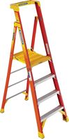 Werner PD6204 Ladder, 4 ft Max Standing H, 300 lb, Type IA Duty Rating, 4-Rung, 3 in D Step, Fiberglass, Yellow