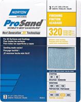 Norton ProSand 07660768157 Sanding Sheet, 11 in L, 9 in W, Extra Fine, 320 Grit, Aluminum Oxide Abrasive, Paper Backing