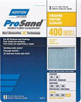 Norton ProSand 07660768156 Sanding Sheet, 11 in L, 9 in W, Super Fine, 400 Grit, Aluminum Oxide Abrasive, Paper Backing