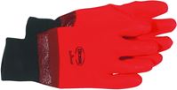 Boss Gray Ghost Series 3500 Gloves, L, Knit Wrist Cuff, Polyurethane Coating, PVC Glove, Fluorescent Orange