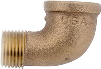 Anderson Metals 738116-04 Street Pipe Elbow, 1/4 in, FIP x MIP, 90 deg Angle, Brass, Rough, 200 psi Pressure