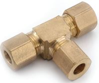 Anderson Metals 750064-04 Pipe Tee, 1/4 in, Compression, Brass, 300 psi Pressure, Pack of 5