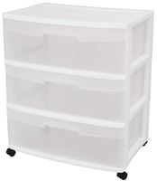 Sterilite 29308001 Drawer Cart, 3-Drawer, Plastic, 21-7/8 in OAW, 15-1/4 in OAH, 24 in OAD