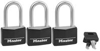 Master Lock 141TRILF Padlock, Keyed Alike Key, Large Shackle, 1/4 in Dia Shackle, 1-1/2 in H Shackle, Steel Shackle