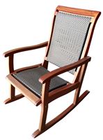 Seasonal Trends IP305-089 Wood Rocker with Wicker, 610 mm OAW, 860 mm OAD, 990 mm OAH, Mahogany Wood/Plastic Wicker