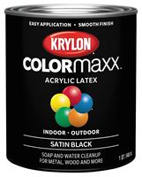 Krylon COLORmaxx K05626007 Exterior/Interior Paint, Satin, Black, 32 oz