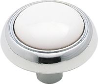 Amerock 262WCH Cabinet Knob, 15/16 in Projection, Ceramic/Zinc, Polished Chrome