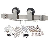 Renin BD101K-09600-SS Straight Strap Barn Door Hardware Kit, 96 in L Track, Steel, Stainless Steel, Wall