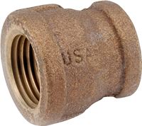 Anderson Metals 738119-0804 Reducing Pipe Coupling, 1/2 x 1/4 in, FIPT, Brass, 200 psi Pressure, Pack of 5